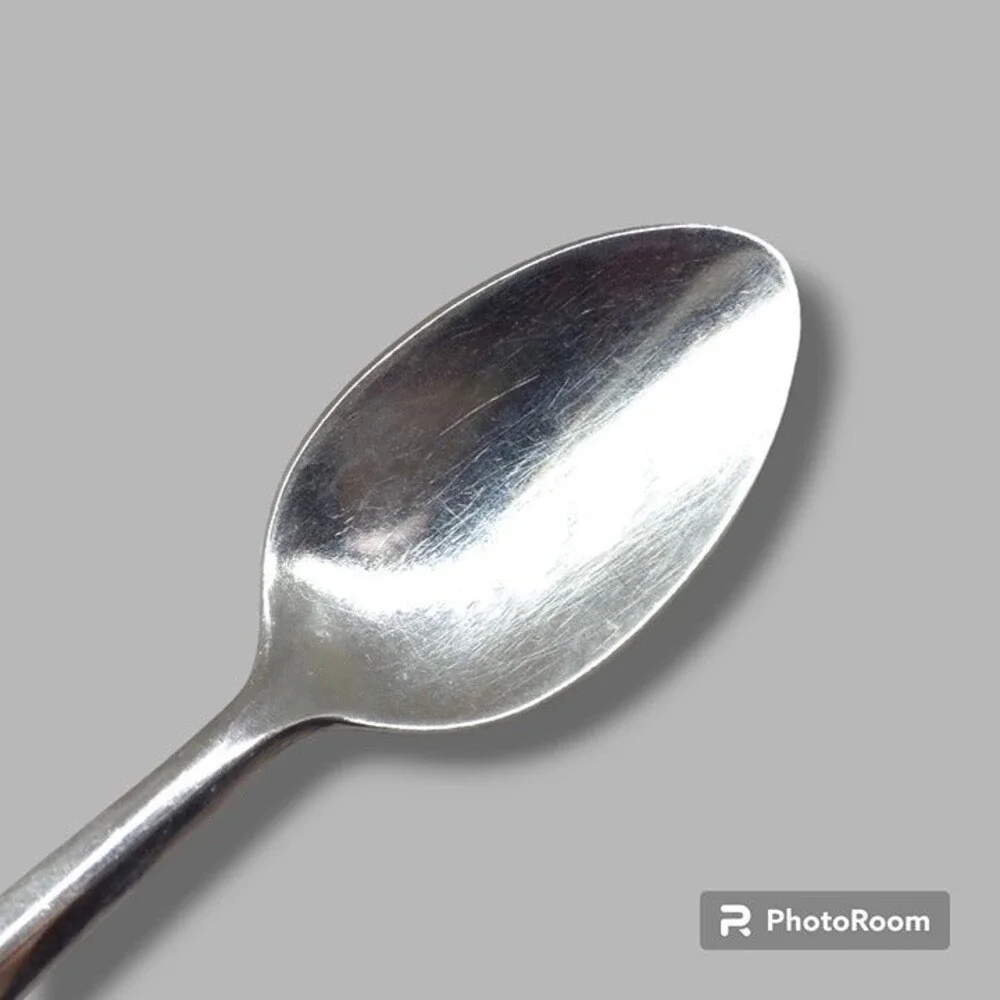 Ekco Stainless Iced Teaspoon-EKS36-Made in USA-MCM-Center Ridge-Minimal-Set of 6